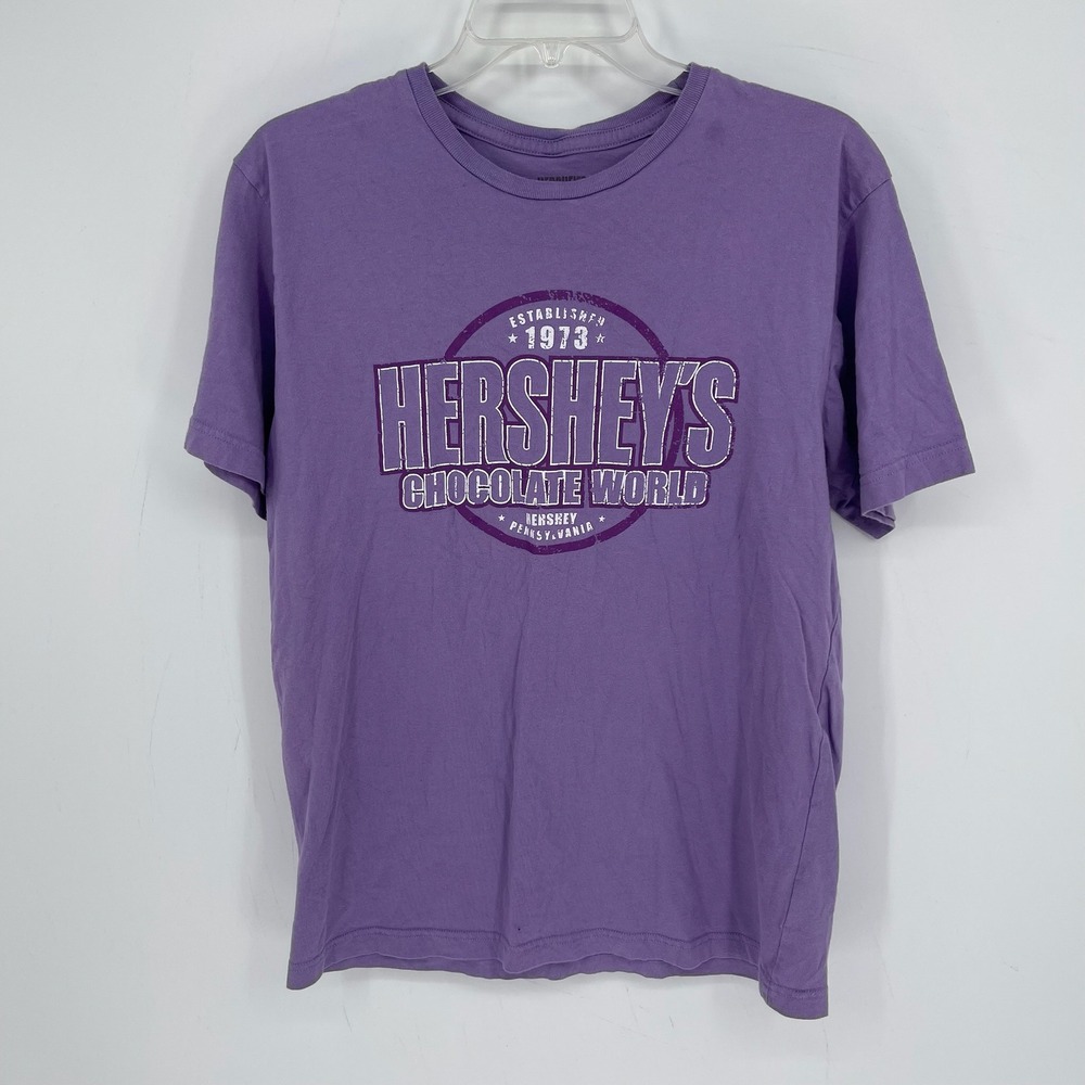 Hershey's Women's Purple Graphic Logo Hershey's Chocolate World T-Shirt Size M